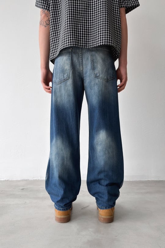 Lazer Soldurma Efektli Baggy Jean
