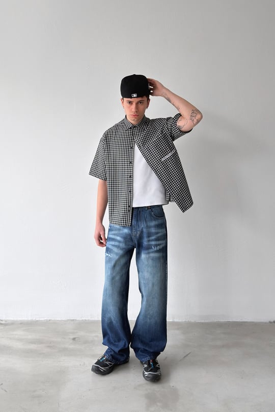 Lazer Soldurma Efektli Baggy Jean