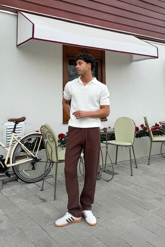 Müslin Kumaş Baggy Pantalon Kahverengi