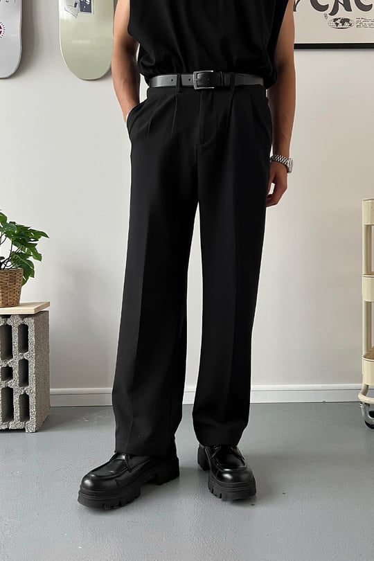 Old Money Extra Rahat Baggy Fit Kumaş Pantolon Siyah