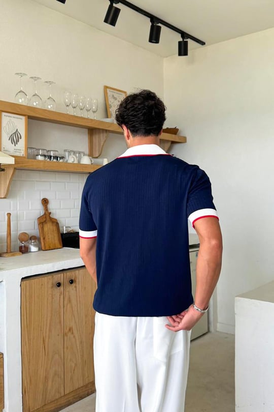 Polo Yaka Triko Regular Tişört Lacivert