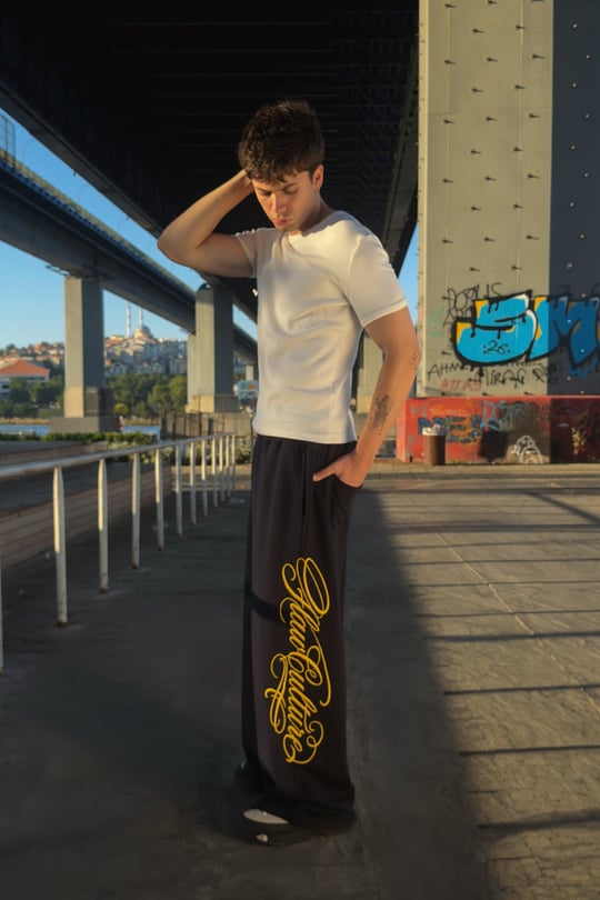 Script Ayarlanabilir Lacivert Baggy Eşofman Altı