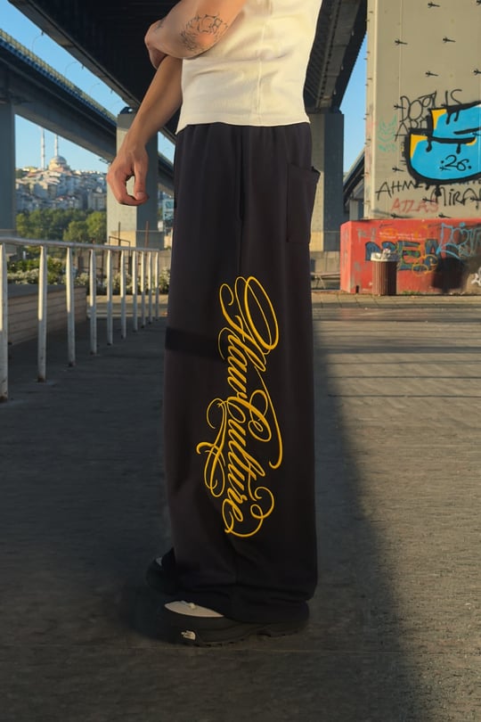 Script Ayarlanabilir Lacivert Baggy Eşofman Altı
