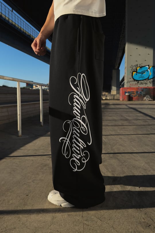 Script Ayarlanabilir Siyah Baggy Eşofman Altı