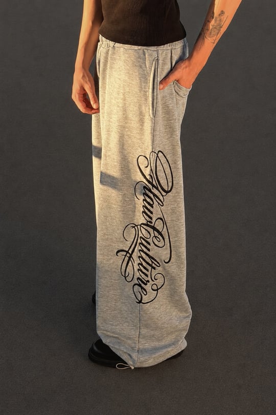 Script Ayarlanabilir Gri Melanj Baggy Eşofman Altı