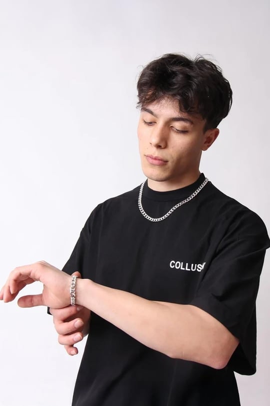 Vintage Zincir Kolye Bileklik Set Gümüş
