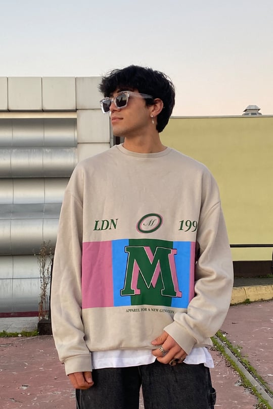 LDN Color Block Printed Oversize Hoodie Flaw Wears