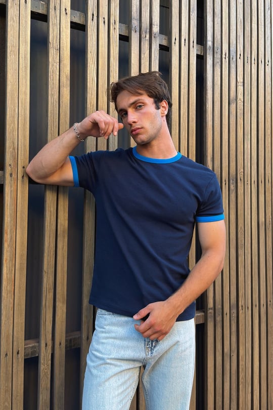 Ecru Black Ringer Tee