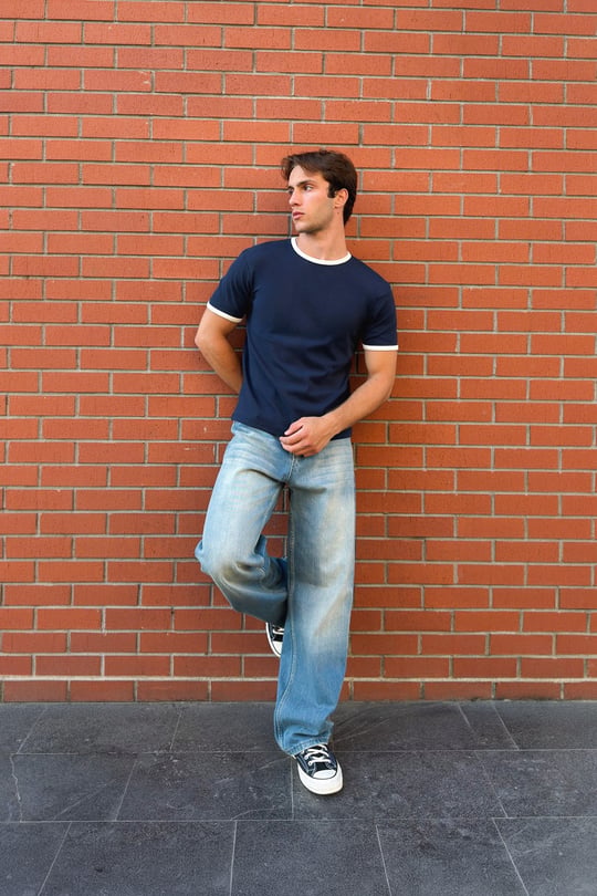 Ecru Black Ringer Tee