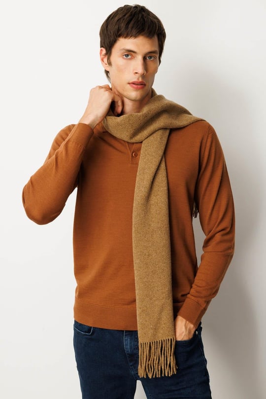 Erkek Düz Yün Kaşkol V.Camel