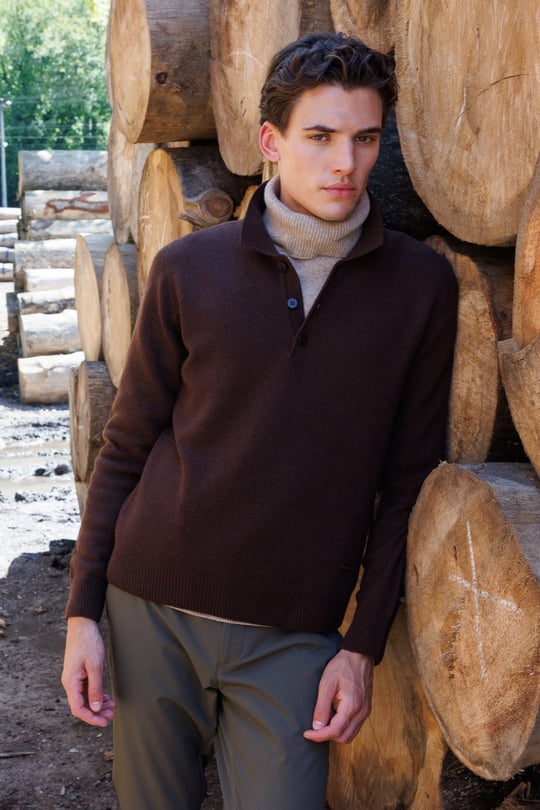 Mens Polo Neck Basic Wool Sweater