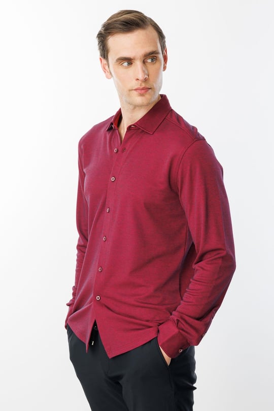 Erkek Uzun Kol Manşetli Gömlek Bordo
