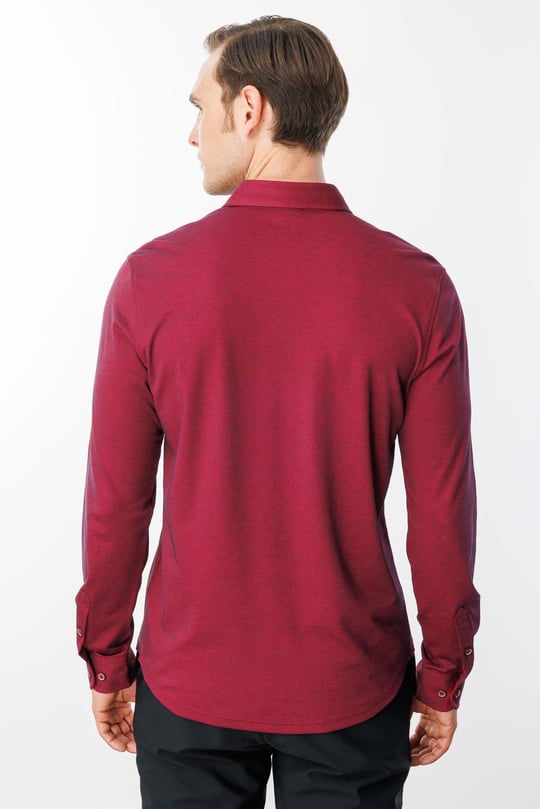Erkek Uzun Kol Manşetli Gömlek Bordo