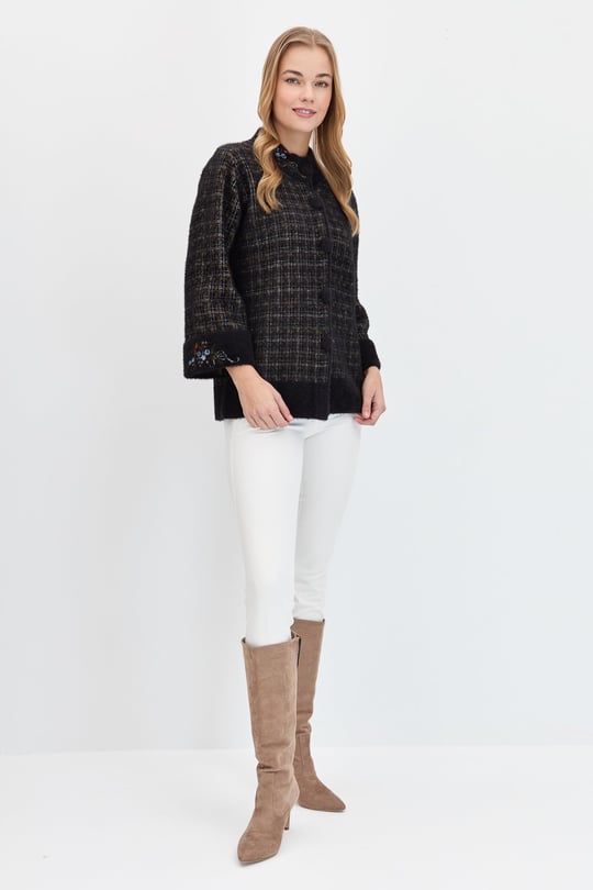 Kadın Hakim Yaka Düğmeli Ceket Siyah