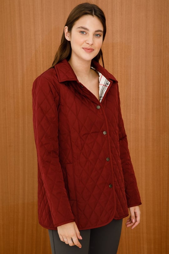 Kadın Kapitone Araboy Ceket 1-6 Bordo