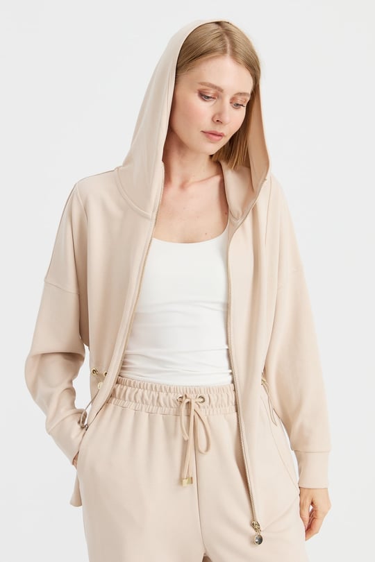 Womens Hooded Sweat Beige