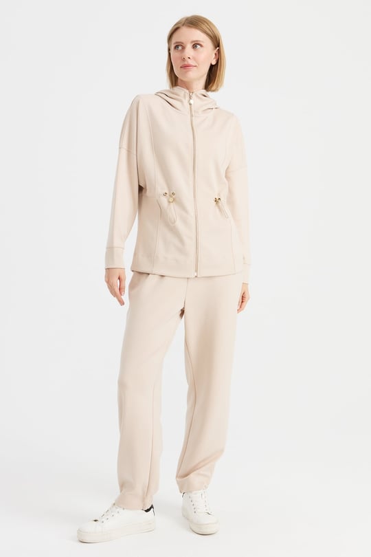 Womens Hooded Sweat Beige