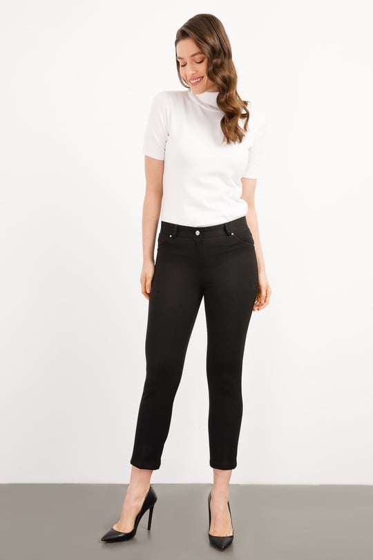 Kadın Likralı Kısa Kollu Tam Balıkçı Bluz Kemik