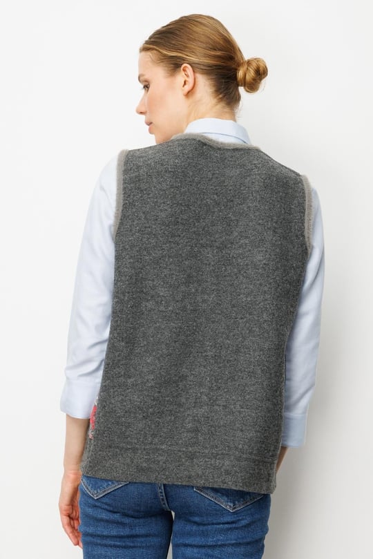 Womens Floral Patchwork Wool Vest