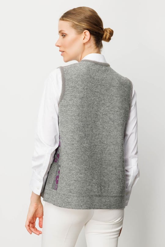 Womens Floral Patchwork Wool Vest