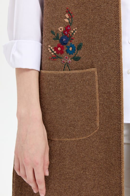 Womens Polo Collar Open Front Long Wool Vest