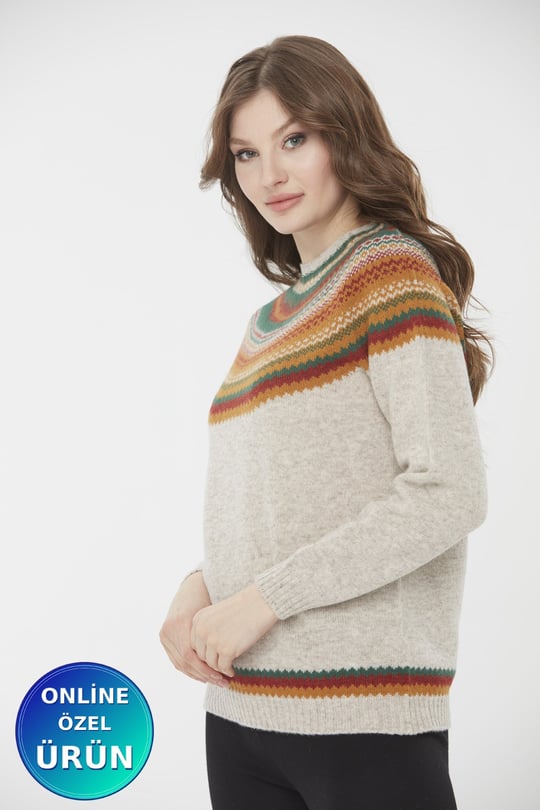 Womens Round Neckline Wool Sweater