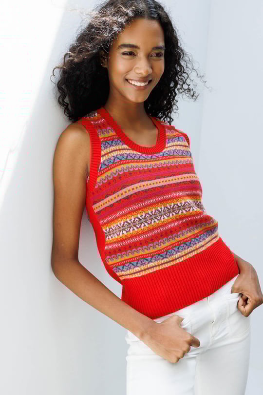 Kadın Sıfır Yaka Önü Jakarlı Yün Süveter Mercan