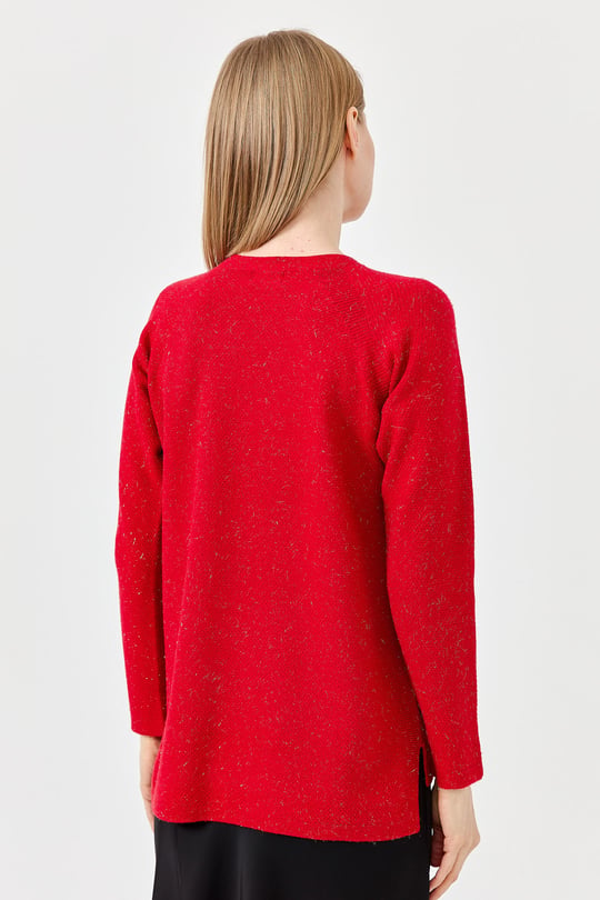 Womens Round Neckline Blouse Red