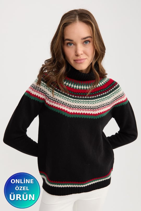 Womens Turtleneck Wool Sweater