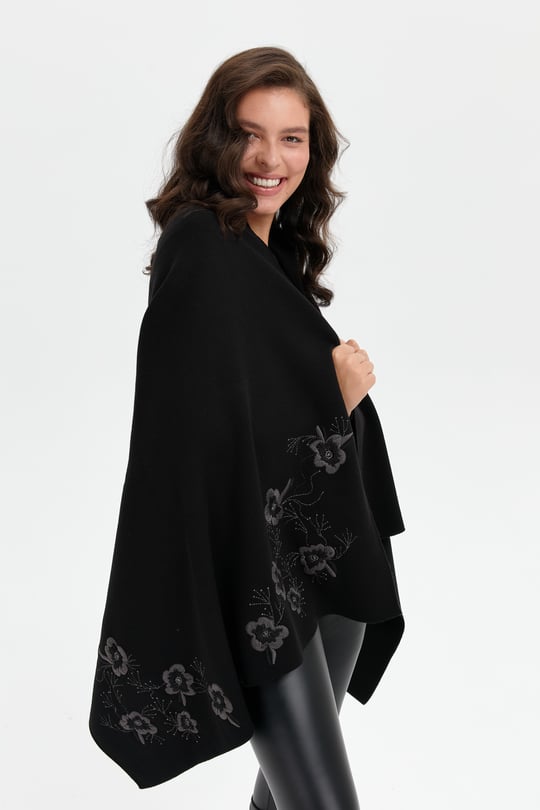 Womens Floral Embroidered Shawl