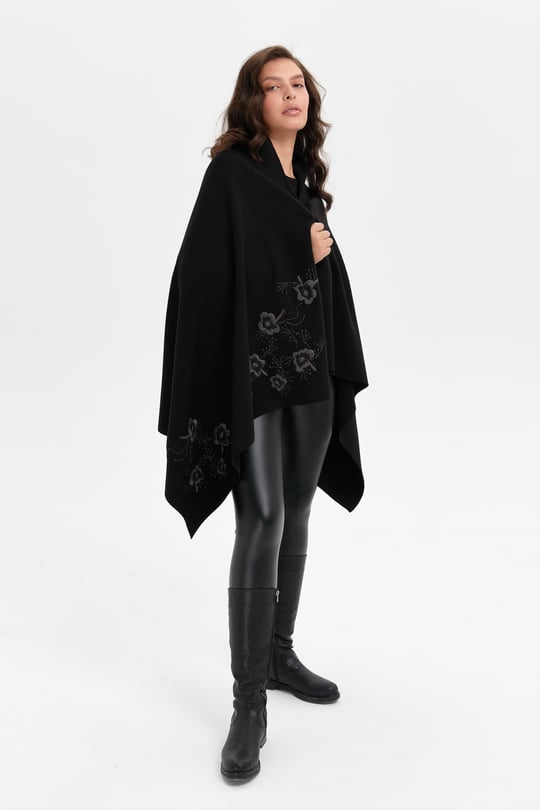 Womens Floral Embroidered Shawl