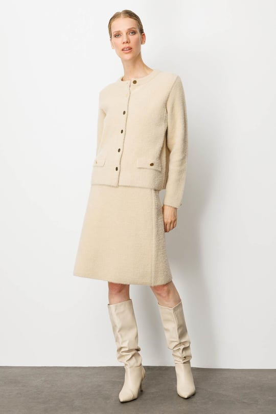 Kadın Triko Kısa Etek Bej