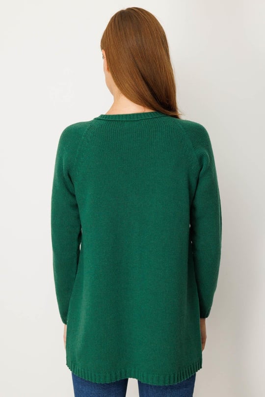 Kadın V Yaka Saç Örgülü Uzun Yün Hırka Ö.Başı