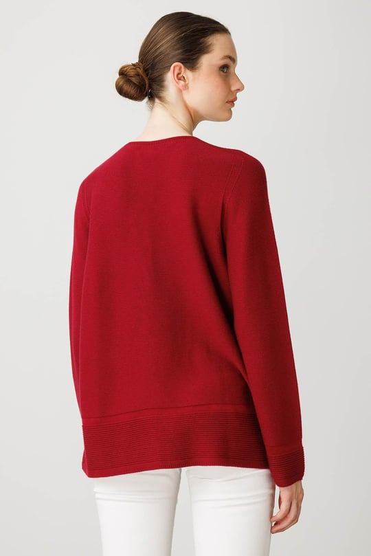 Kadın V Yaka Sahte Cepli Düğmeli Hırka V.Çürüğü