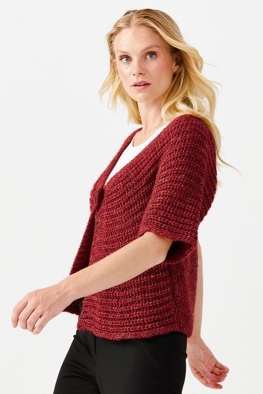 Kadın V Yaka Tek Düğmeli Kısa Yelek V.Kırmızı