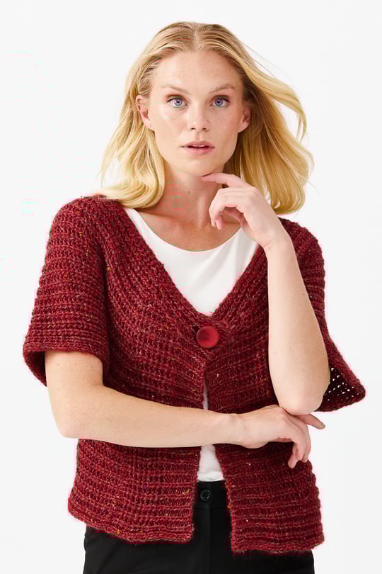 Kadın V Yaka Tek Düğmeli Kısa Yelek V.Kırmızı
