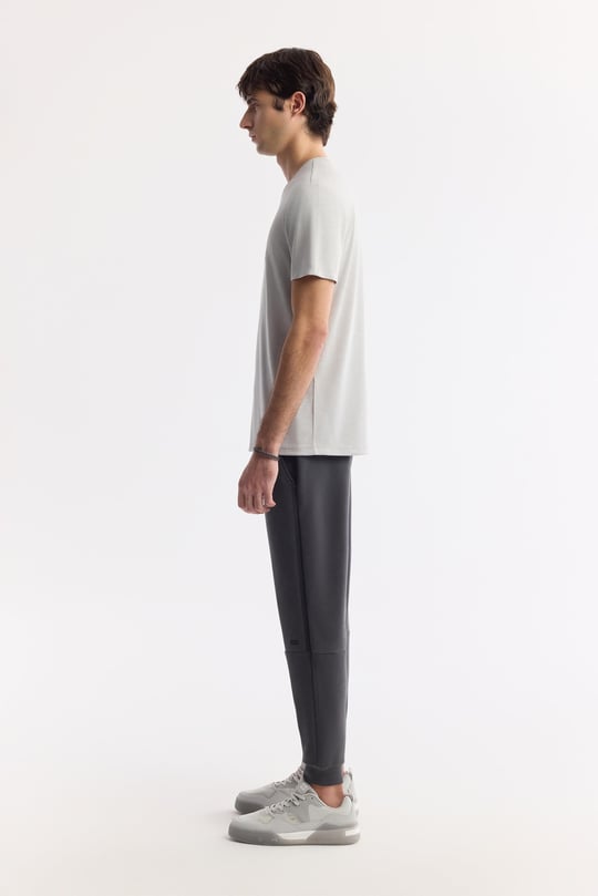 Açık Gri Bisiklet Yaka Baskılı Soft Touch T-Shirt