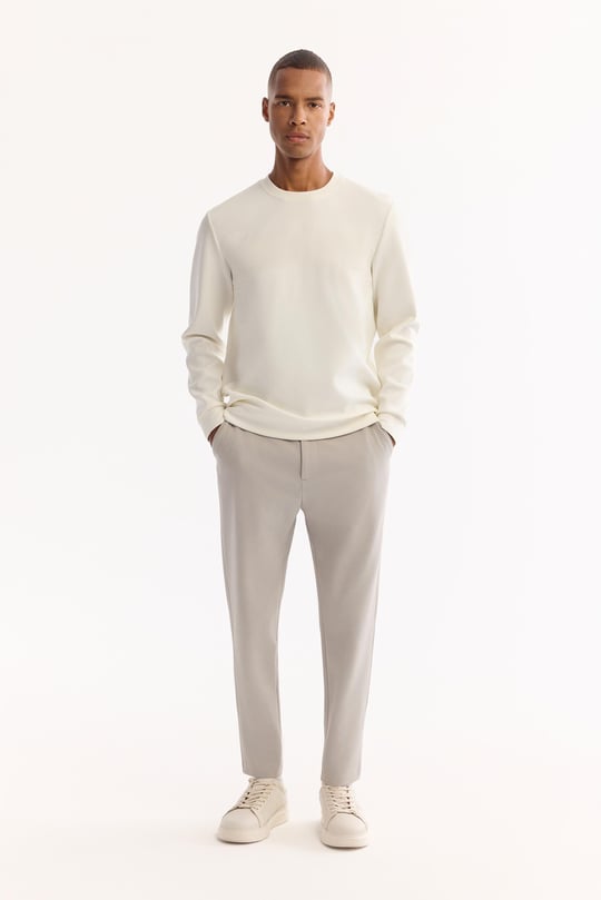 Açık Gri Klasik Bel Pamuklu Pantolon