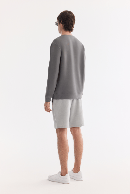 Antrasit Bisiklet Yaka Pamuklu Kolay Ütülenen Bi-Stretch Sweatshirt
