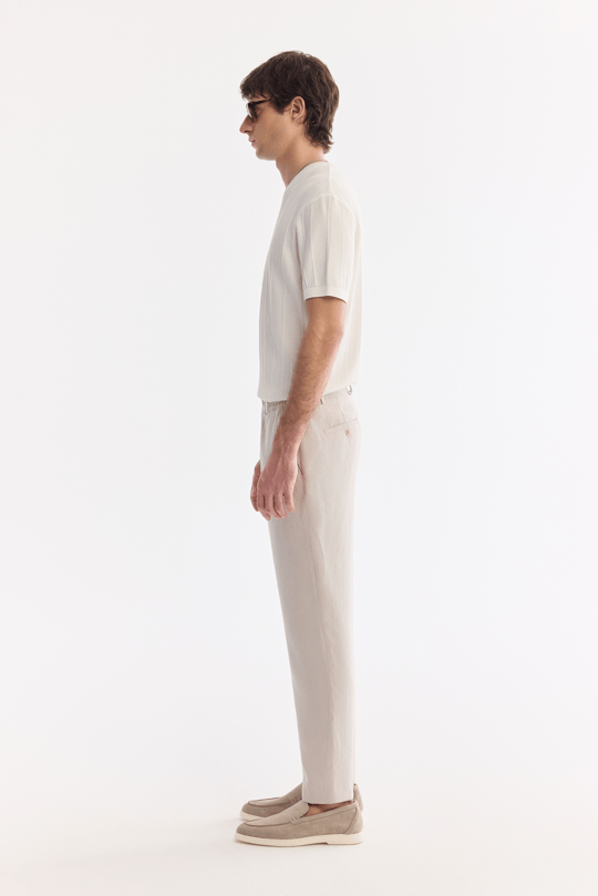 Bej Yanı Lastikli Soft Touch Chino Pantolon