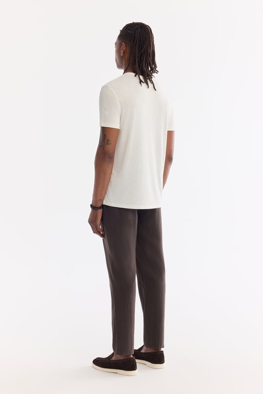 Beyaz Bisiklet Yaka Bi-Stretch Soft Touch Basic T-Shirt