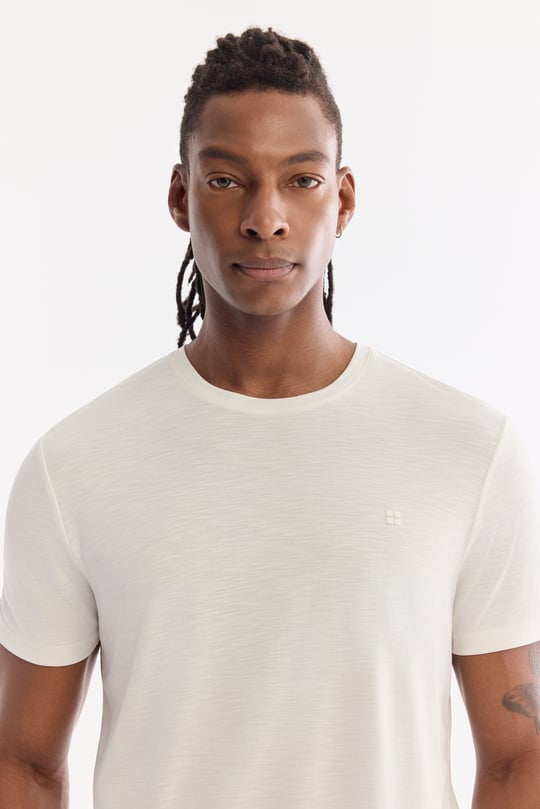Beyaz Bisiklet Yaka Bi-Stretch Soft Touch Basic T-Shirt