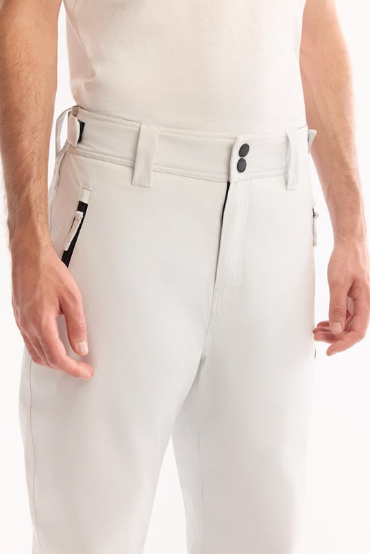 Beyaz Beli Çıtçıtlı Su İtici Rüzgar Geçirmez Kayak Pantolonu