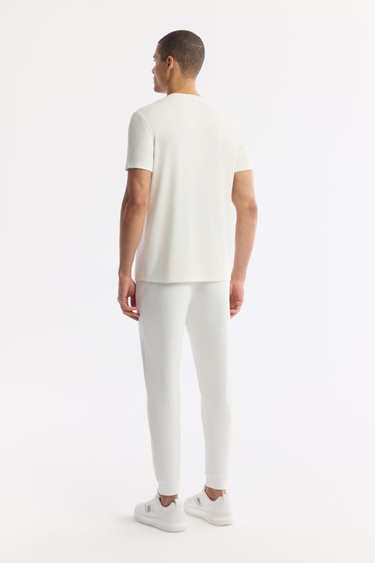 Ekru Bisiklet Yaka Baskılı Soft Touch T-Shirt