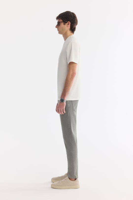 Ekru Bisiklet Baskılı Viskon Karışımlı Bi-Stretch İnterlok T-Shirt