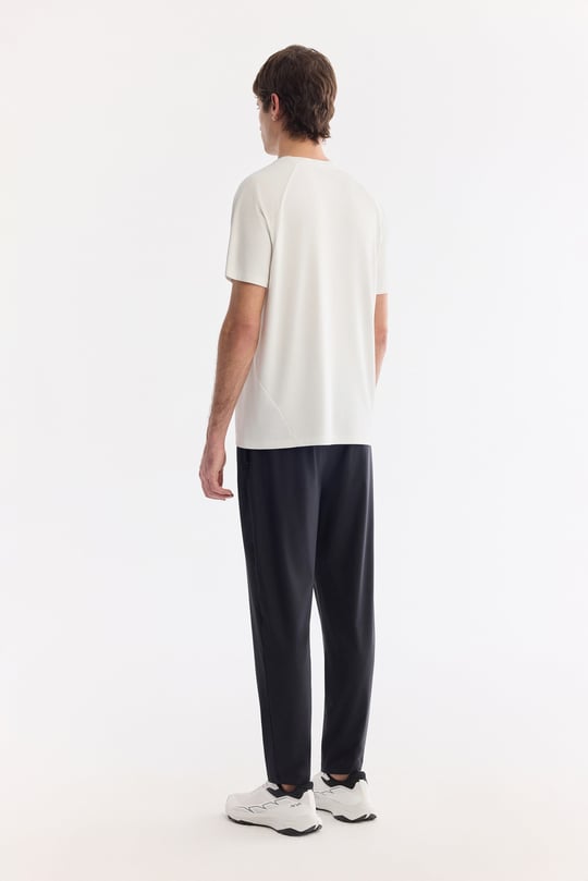 Ekru Bisiklet Yaka Baskılı Soft Touch Nefes Alan T-Shirt