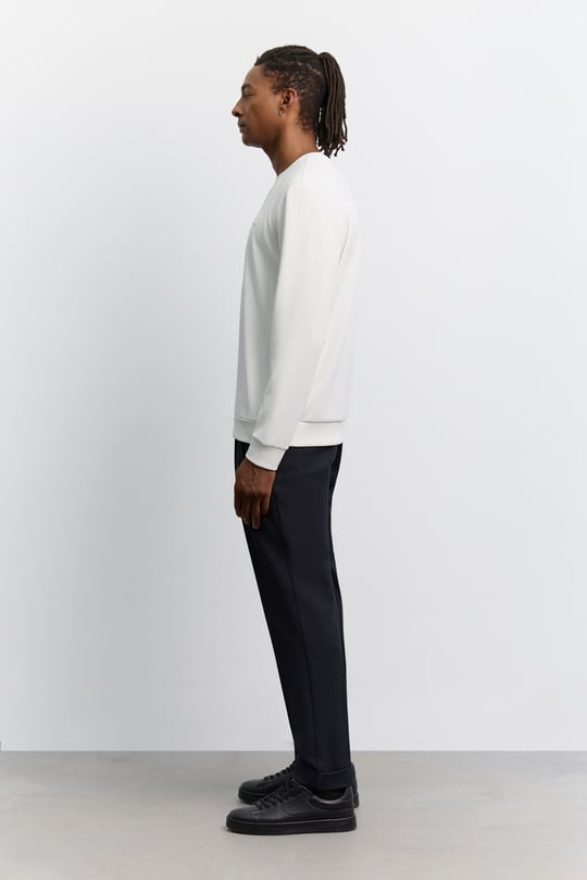 Ekru Bisiklet Yaka Modal Karışımlı Soft Touch Sweatshirt