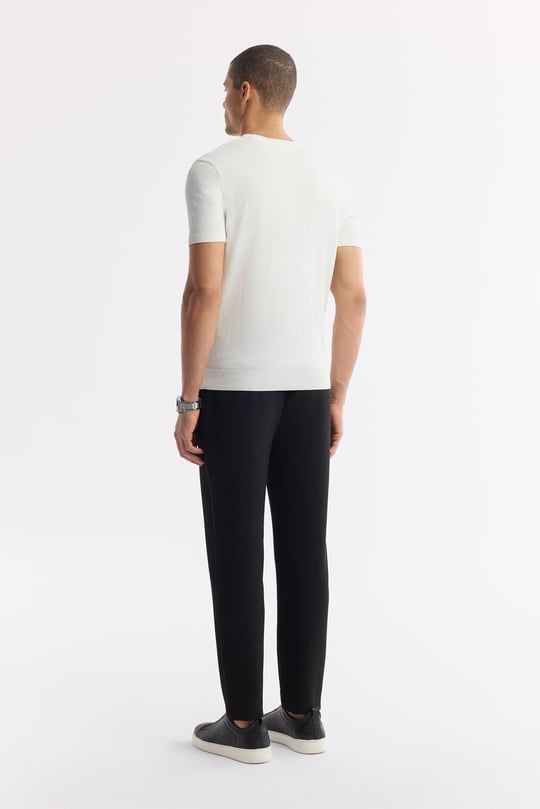 Ekru Bisiklet Yaka Rayon Triko T-Shirt