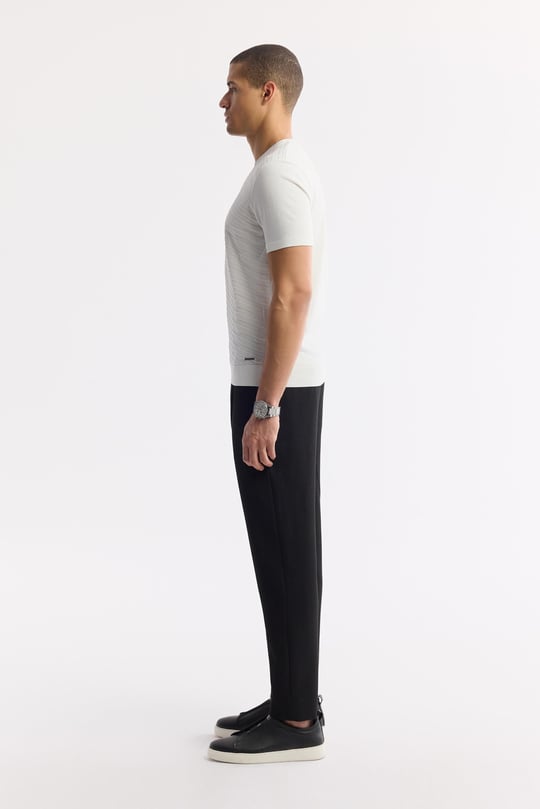 Ekru Bisiklet Yaka Rayon Triko T-Shirt