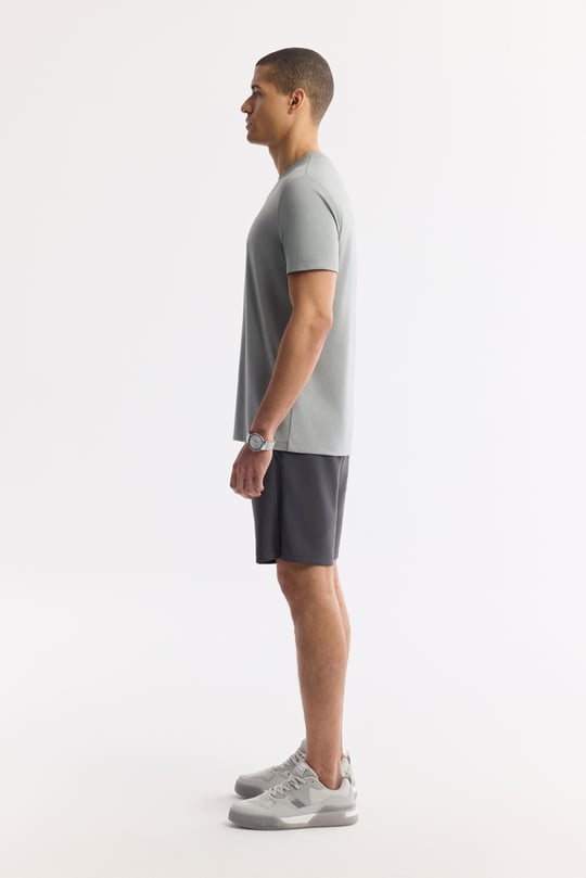 Gri Bisiklet Yaka Baskılı Rayon Soft Touch T-Shirt